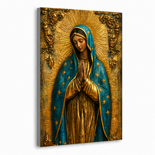 Virgin Mary Praying Wall Art, Catholic Christian Religious PosterCanvas