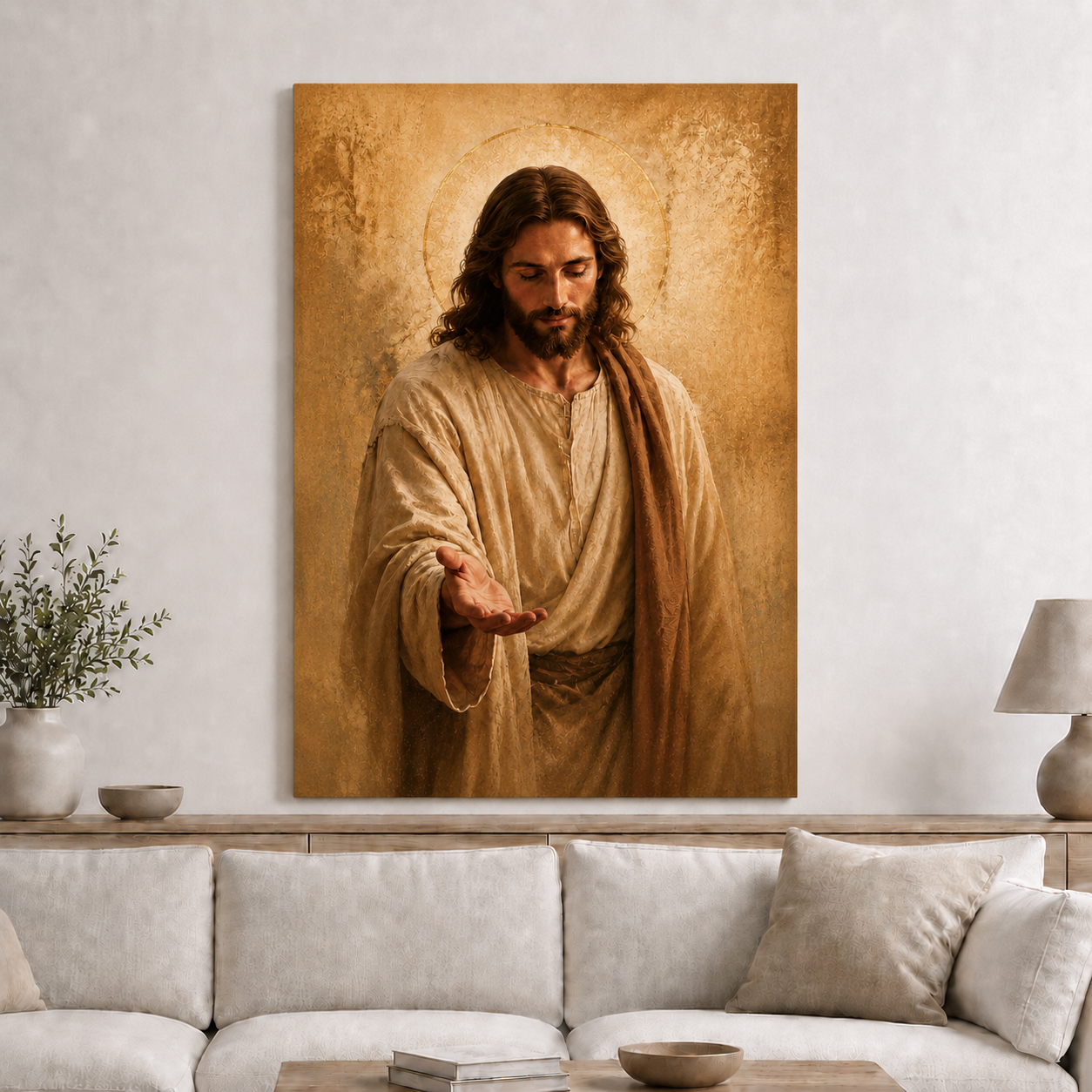 Virgin Mary Praying Wall Art, Catholic Christian Canvas