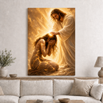 Jesus Healing Broken Woman Wall Art, Christian Faith Restoration Canvas