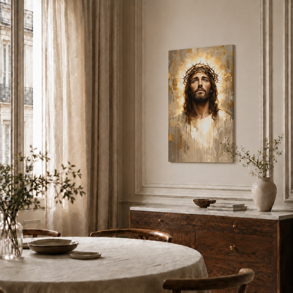 Jesus Christ Crown Of Thorns Portrait Wall Art, Christian Religious Faith Poster/Canvas