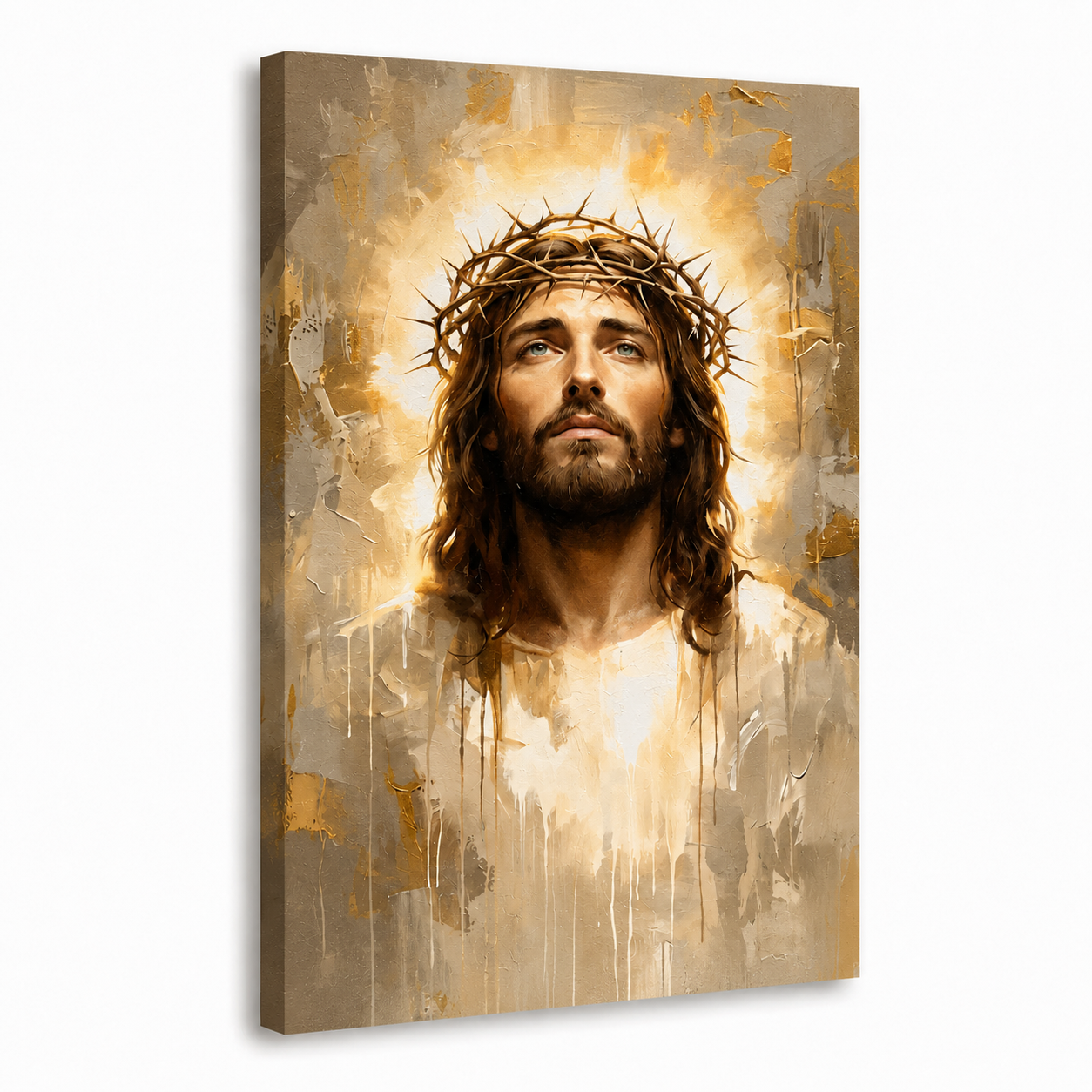 Jesus Christ Crown Of Thorns Portrait Wall Art, Christian Religious Faith Poster/Canvas
