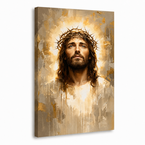 Jesus Christ Crown Of Thorns Portrait Wall Art, Christian Religious Faith Poster/Canvas