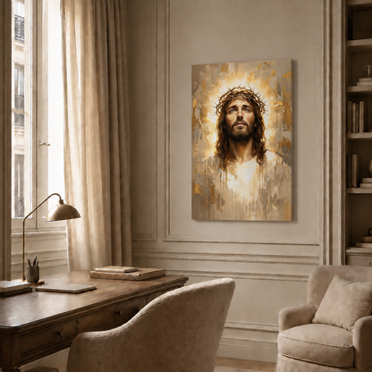Jesus Christ Crown Of Thorns Portrait Wall Art, Christian Religious Faith Poster/Canvas