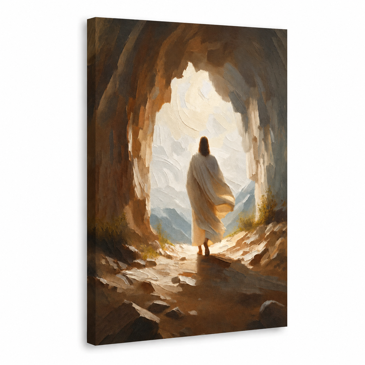 Jesus Walking Out Of Empty Tomb Wall Art, Christian Resurrection Faith Poster/Canvas