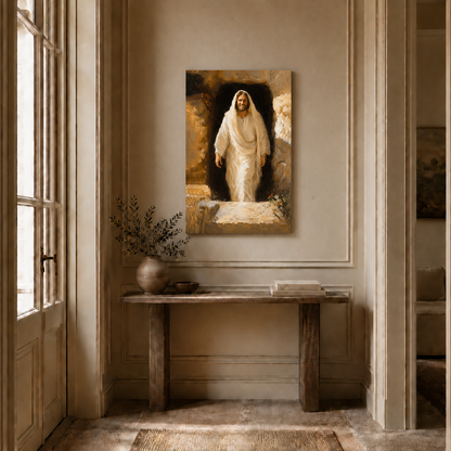 Resurrected Jesus Empty Tomb Wall Art, Christian Easter Religious Faith PosterCanvas