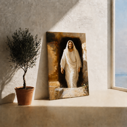 Jesus Walking Through White Waves Wall Art, Christian Faith Canvas