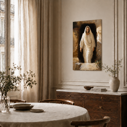 Resurrected Jesus Empty Tomb Wall Art, Christian Easter Religious Faith PosterCanvas