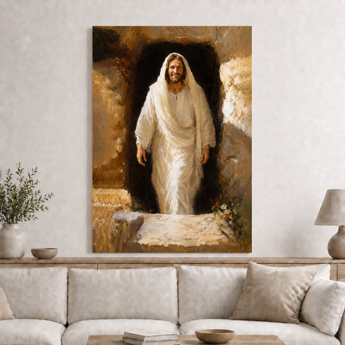 Resurrected Jesus Empty Tomb Wall Art, Christian Easter Religious Faith Canvas
