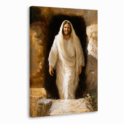 Resurrected Jesus Empty Tomb Wall Art, Christian Easter Religious Faith PosterCanvas