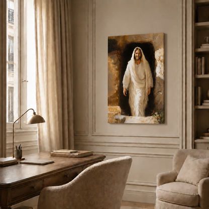Resurrected Jesus Empty Tomb Wall Art, Christian Easter Religious Faith PosterCanvas