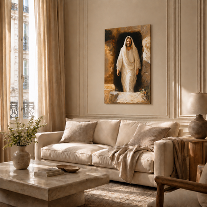 Resurrected Jesus Empty Tomb Wall Art, Christian Easter Religious Faith PosterCanvas