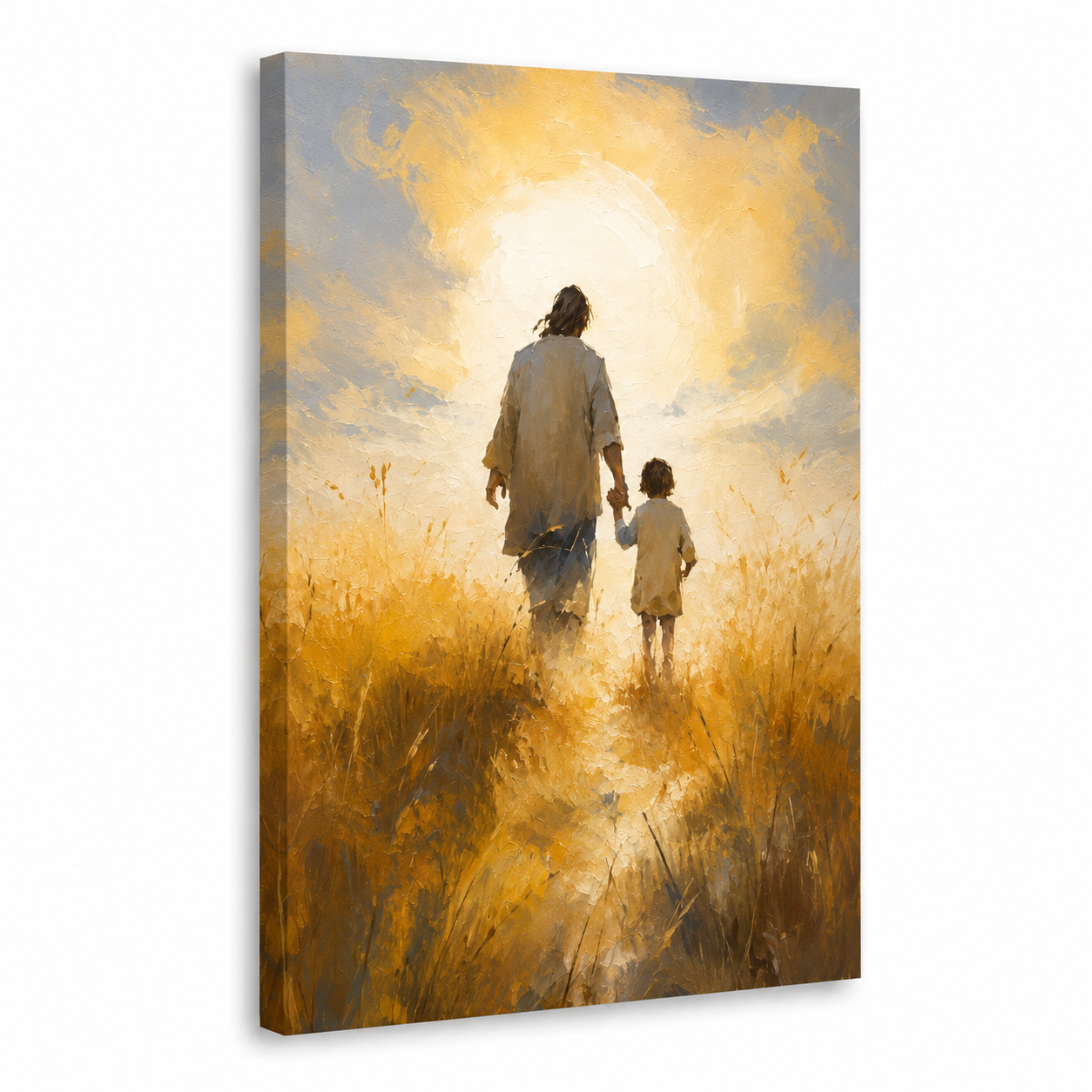 Jesus Walking With Child Wall Art, Christian Faith Hope Religious Poster/Canvas