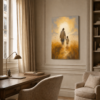 Jesus Walking With Child Wall Art, Christian Faith Hope Religious Poster/Canvas