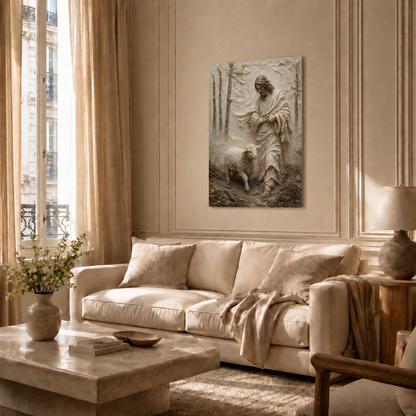 Jesus Good Shepherd With Lamb Wall Art, Christian Religious Faith Poster/Canvas