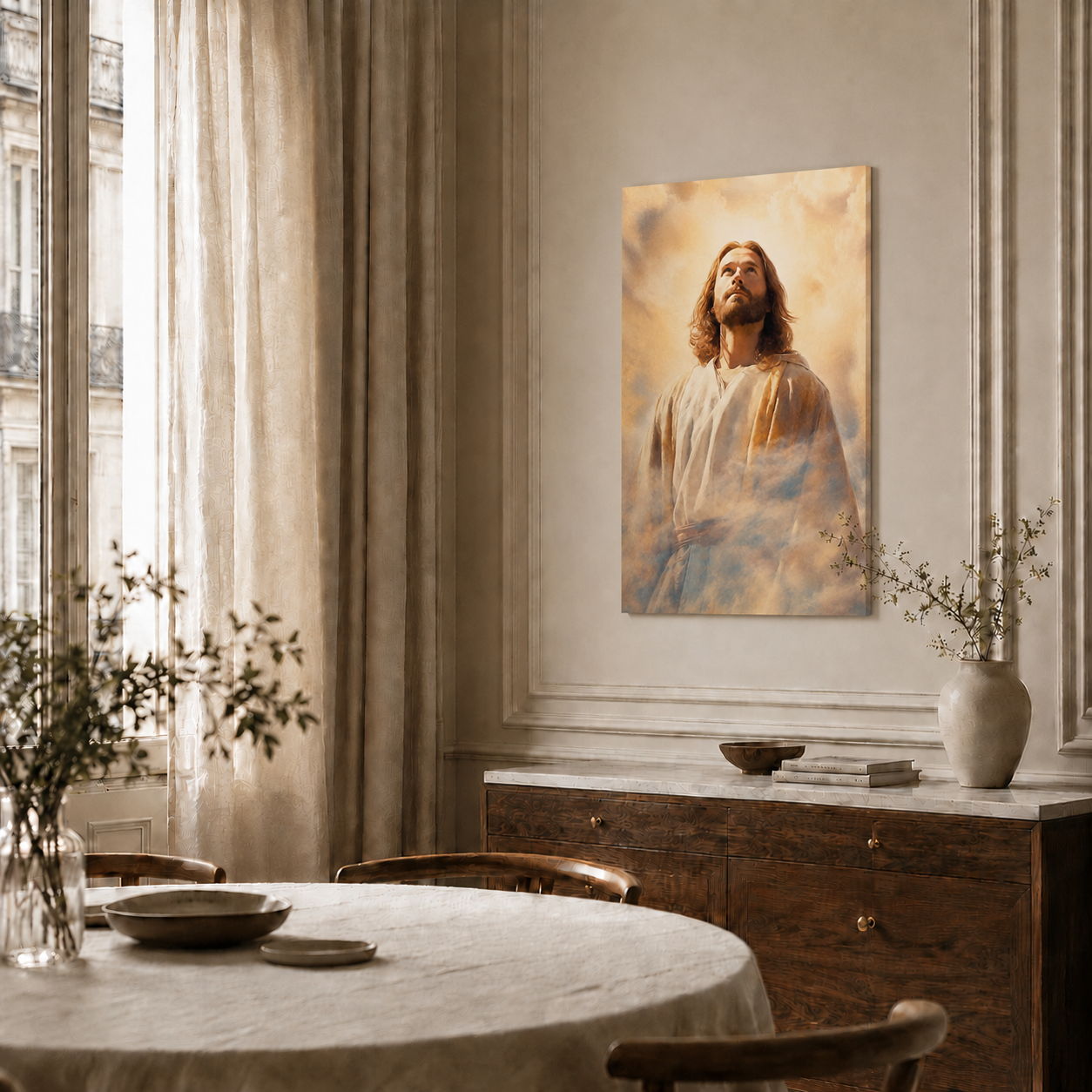 Jesus Looking To Heaven Wall Art, Christian Faith Religious Poster/Canvas