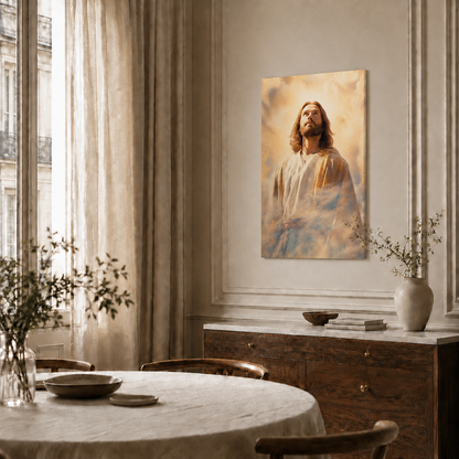 Jesus Looking To Heaven Wall Art, Christian Faith Religious Poster/Canvas