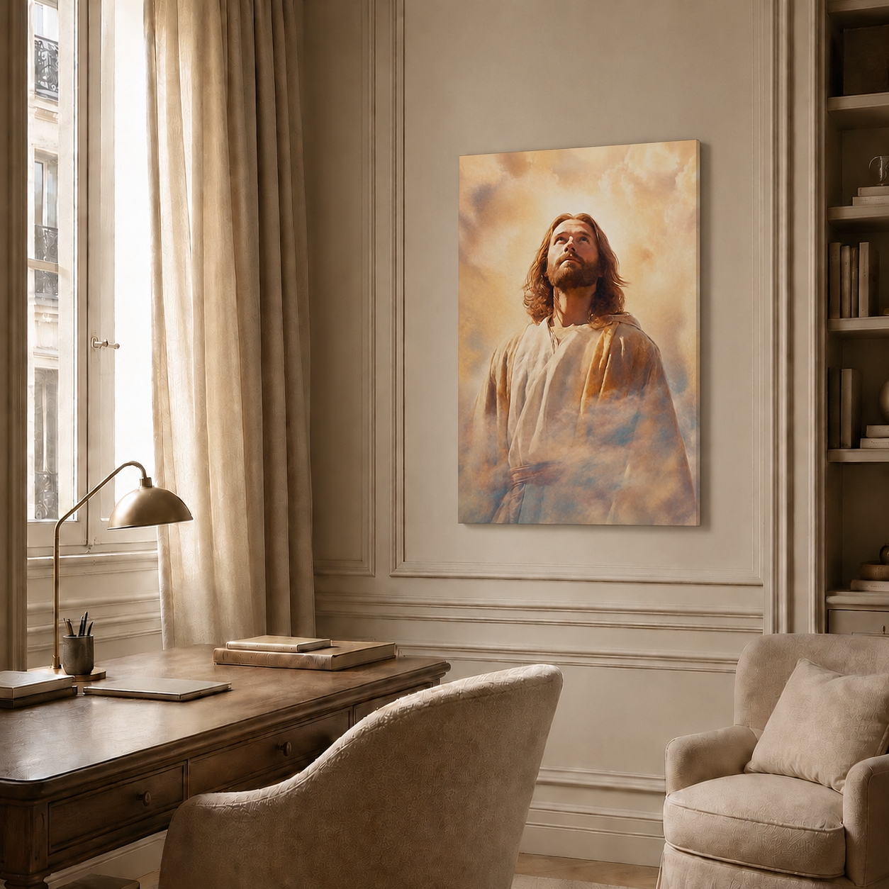 Jesus Looking To Heaven Wall Art, Christian Faith Religious Poster/Canvas