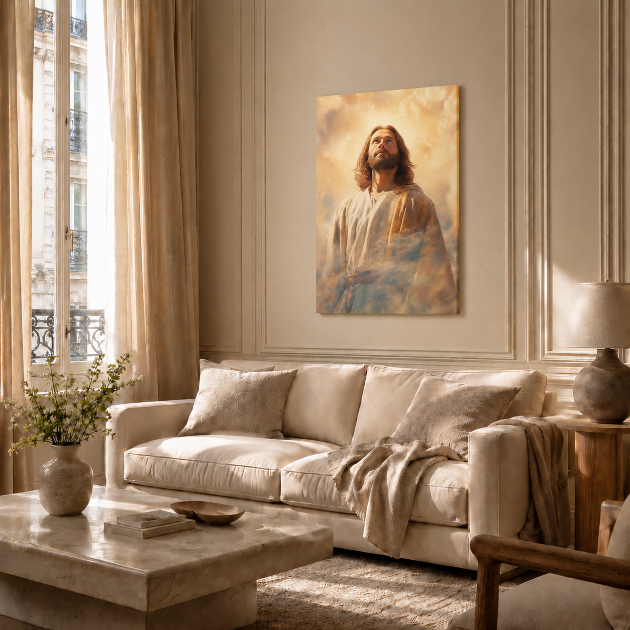 Jesus Looking To Heaven Wall Art, Christian Faith Religious Poster/Canvas