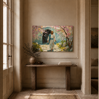 Resurrected Jesus Garden Tomb Wall Art, Christian Easter Religious Faith Poster/Canvas