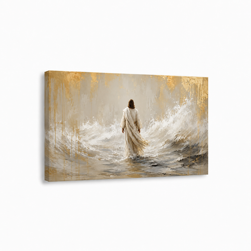 Jesus Walking Through The Waves Wall Art, Christian Religious Poster/Canvas