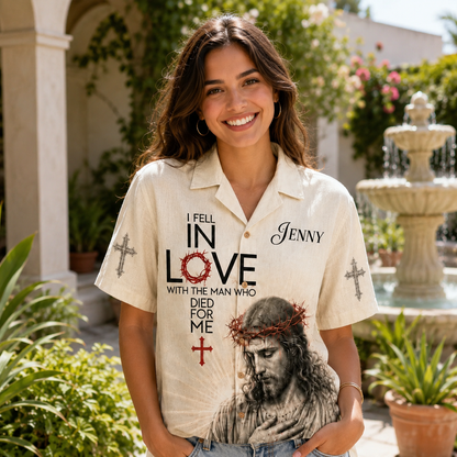 Personalized Jesus Love Hawaiian Shirt, Christian Faith Custom Name Shirt
