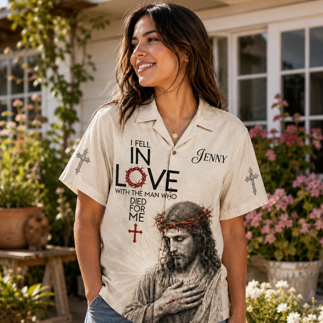 Personalized Jesus Love Hawaiian Shirt, Christian Faith Custom Name Shirt