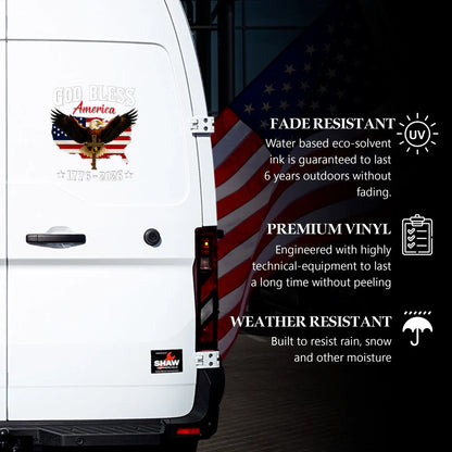 God Bless America Eagle Cross 1776–2026 – Waterproof Christian Sticker for Car, Laptop, Water Bottle & More