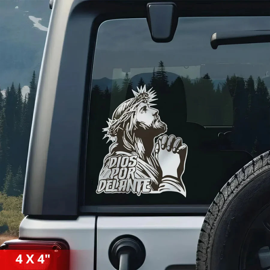 [4IN] Dios Por Delante Decal Large Graphic for Trucks, Cars, Walls