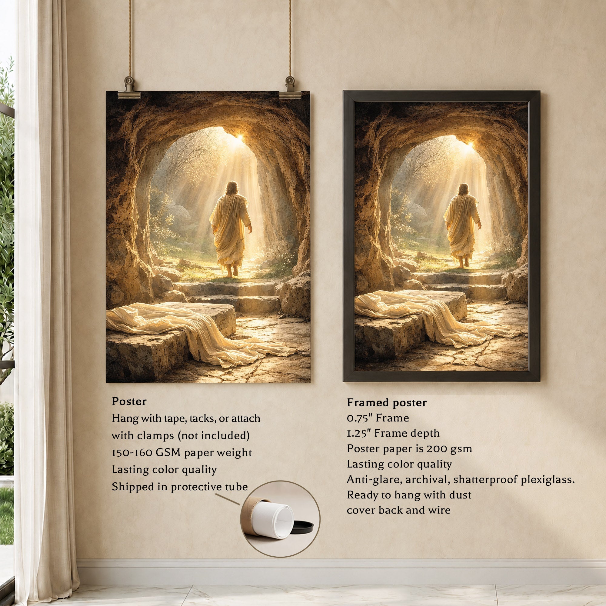 Resurrection Light Jesus Christian Wall Art Poster/Canvas