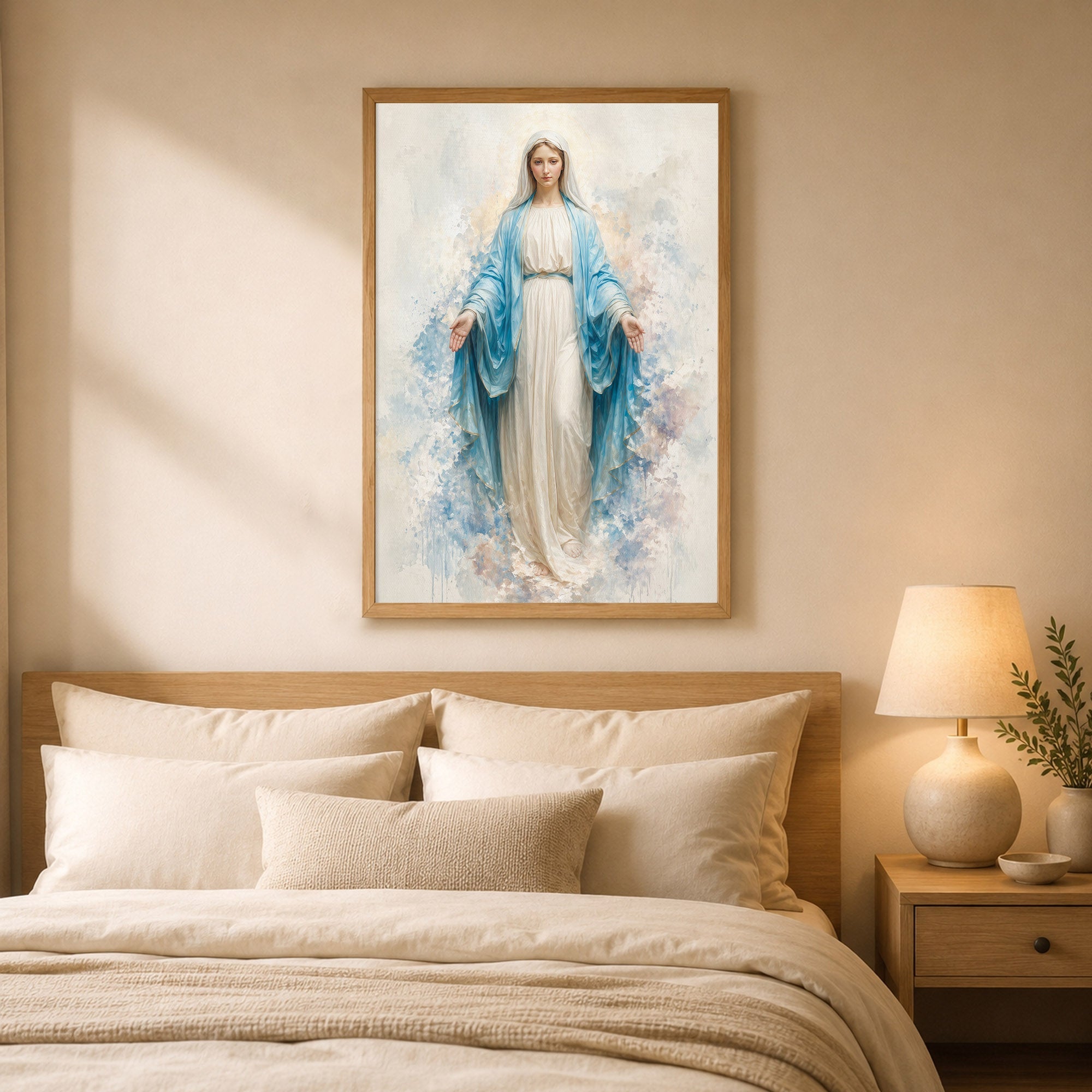 Virgin Mary Praying Wall Art, Catholic Christian Religious Canvas