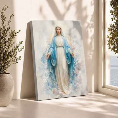 Virgin Mary Praying Wall Art, Catholic Christian Religious Canvas