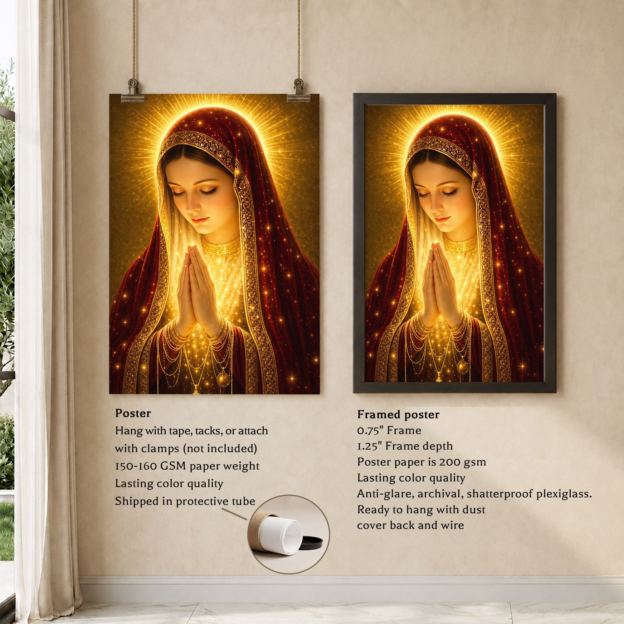 Holy Mary Radiant Prayer Art Print Poster/Canvas