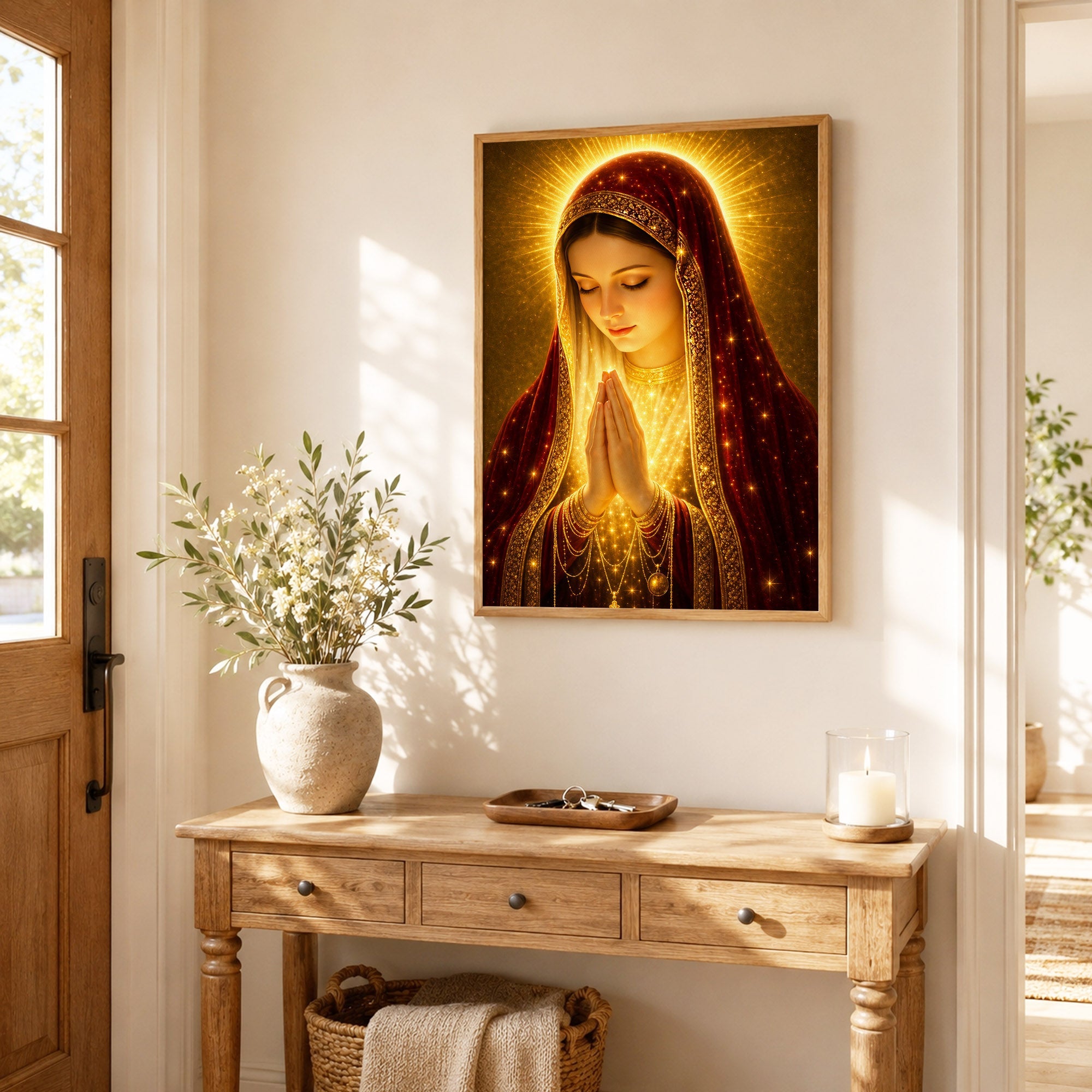 Holy Mary Radiant Prayer Art Print Poster/Canvas