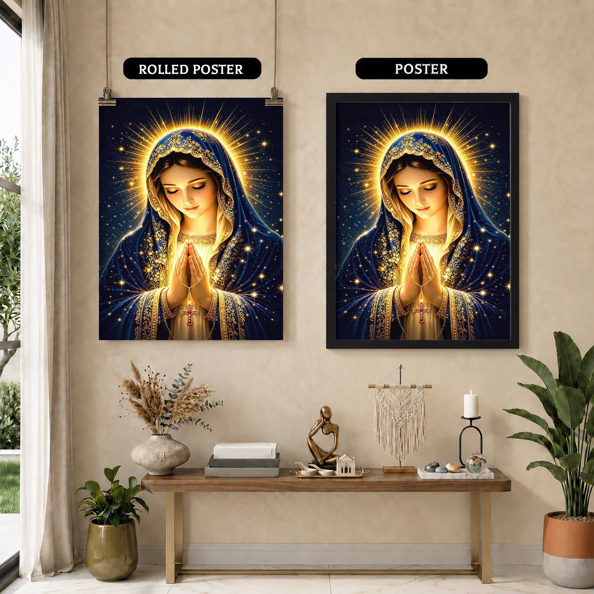 Blessed Mother’s Grace Poster Featuring the Divine Beauty of Mary Poster/Canvas