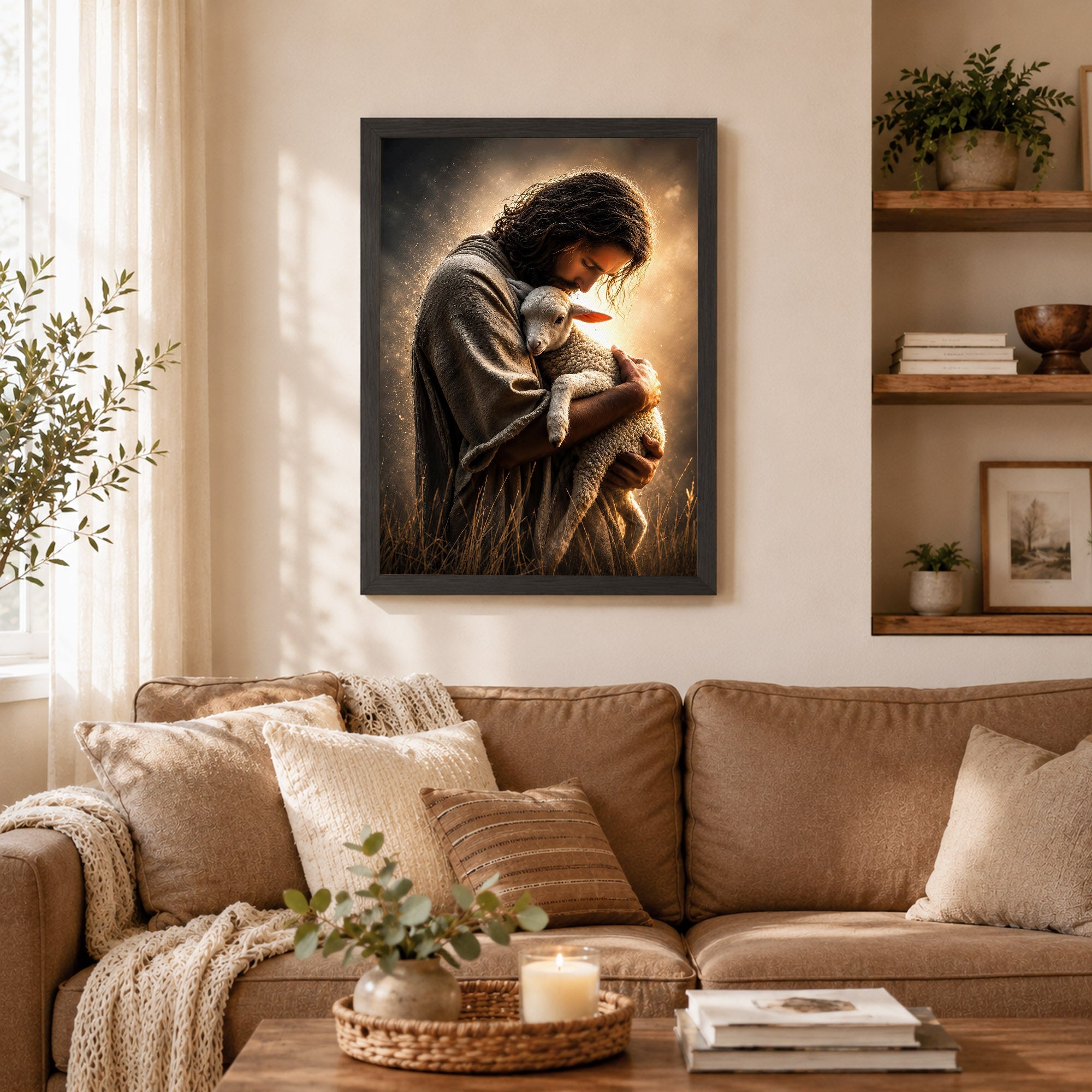Jesus Holding the Lost Lamb Poster/Canvas