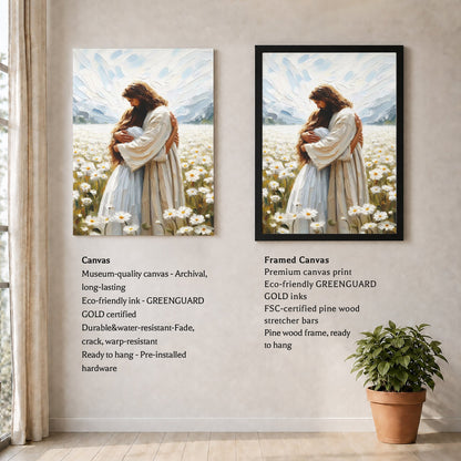 Jesus Embrace in the Daisy Field Poster/Canvas