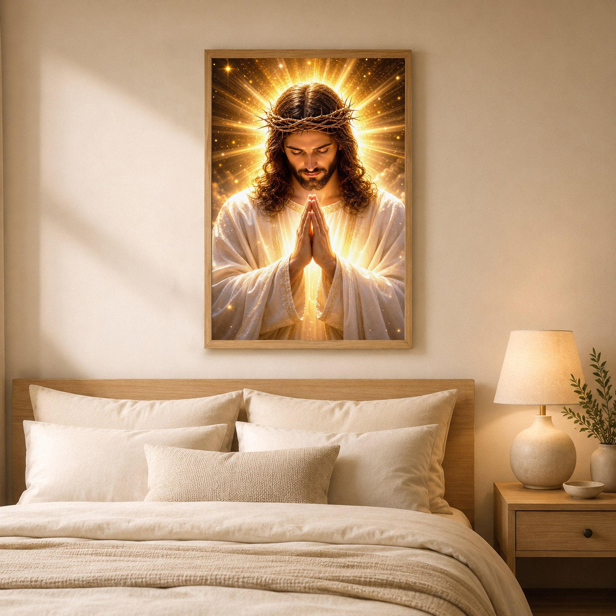 Radiant Jesus Prayer Wall Art Canvas