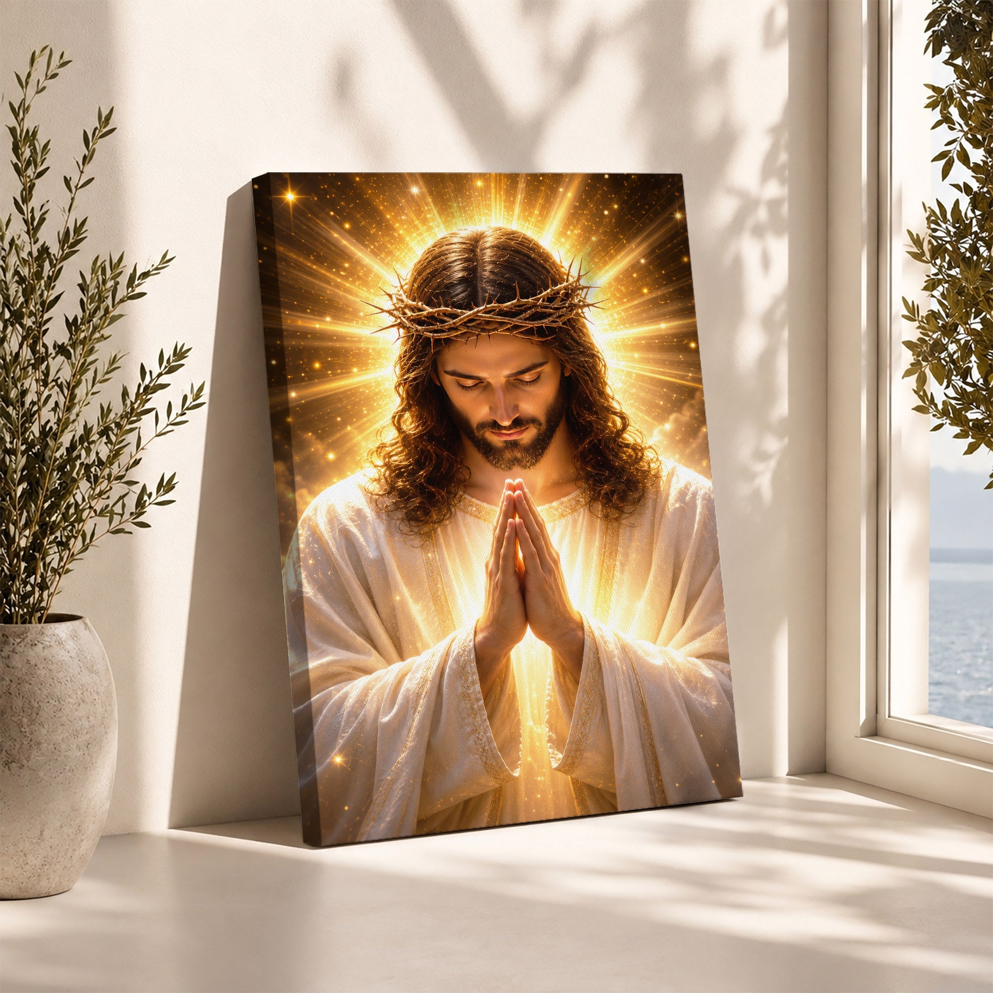 Radiant Jesus Prayer Wall Art Canvas