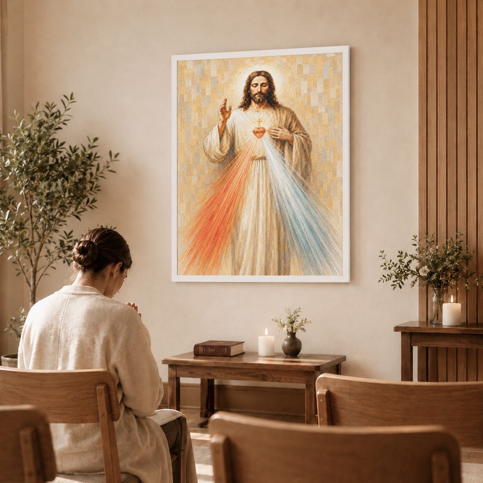 Divine Mercy Jesus Vintage Catholic Wall Art Poster/Canvas
