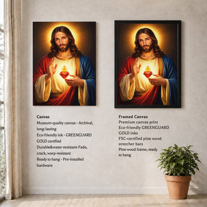 Radiant Sacred Heart of Jesus Wall Art Poster/Canvas