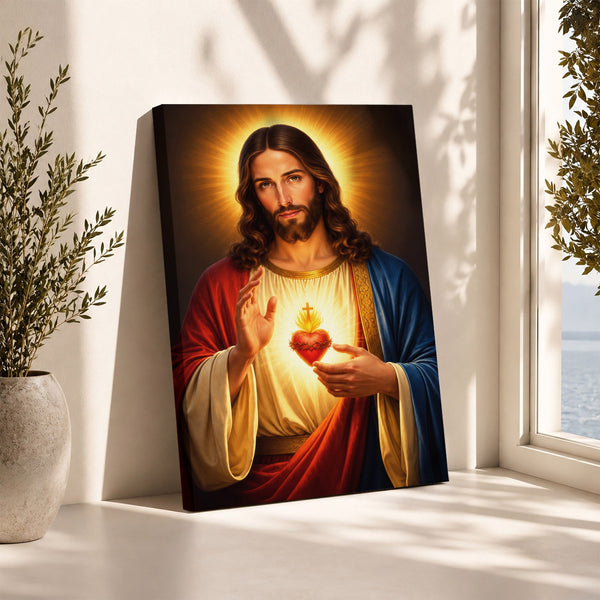 Radiant Sacred Heart of Jesus Wall Art Canvas