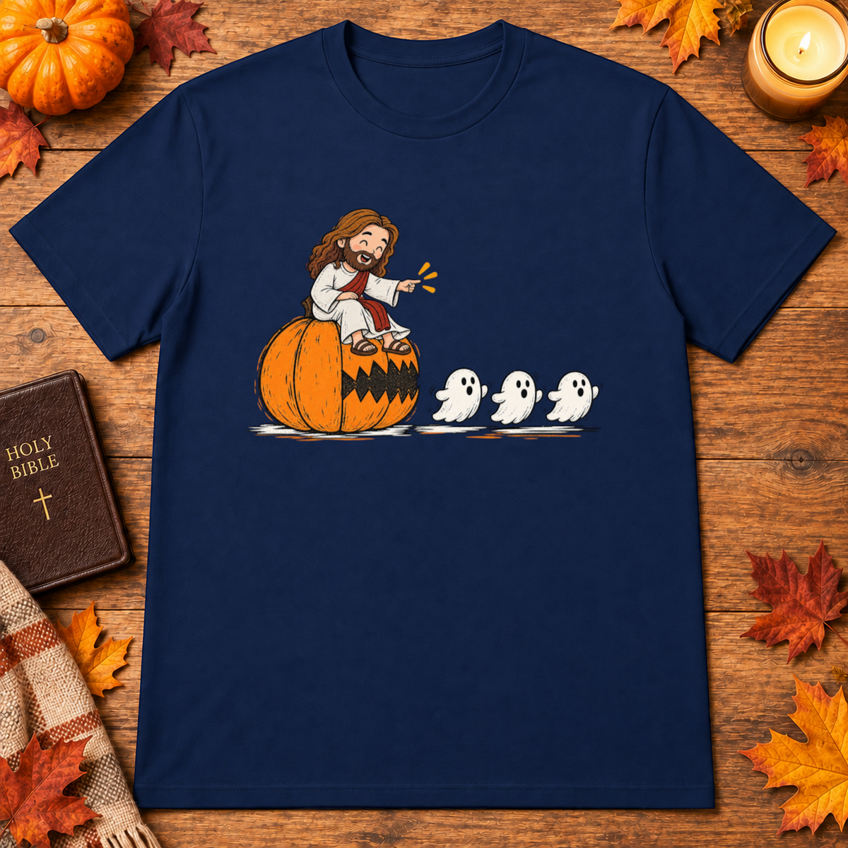 Cute Jesus Pac-Man Pumpkin Eating Ghosts Halloween Christian - Unisex Tshirt/Hoodie/Sweatshirt
