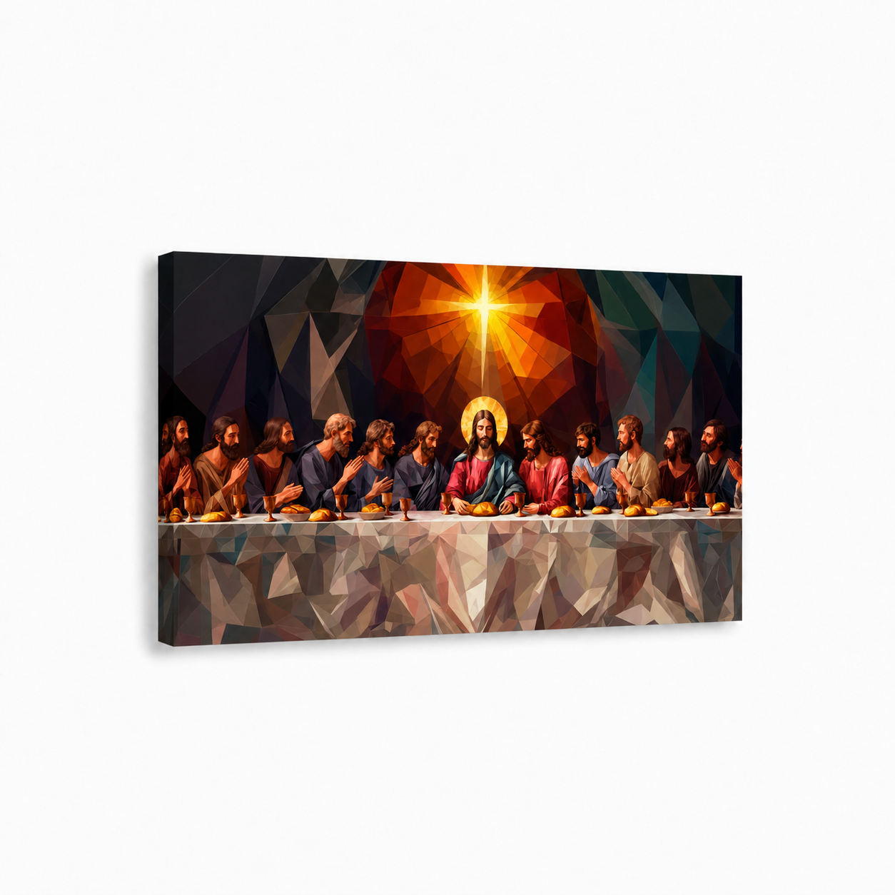 The Last Supper Jesus And Apostles Low Poly Christian Wall Art Poster/Canvas
