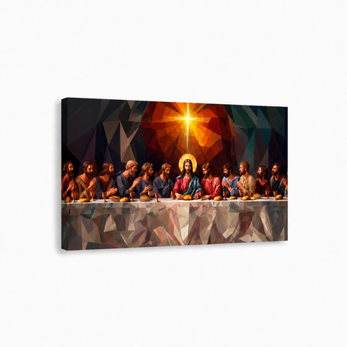 The Last Supper Jesus And Apostles Low Poly Christian Wall Art Poster/Canvas