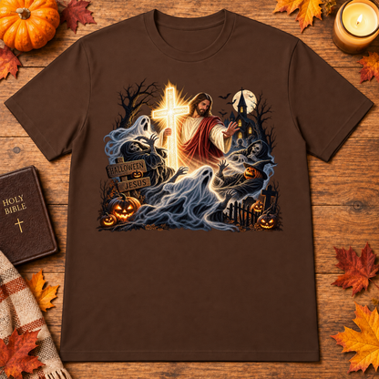 Jesus Is The Light Glowing Cross Halloween Christian Shirt - Unisex Tshirt/Hoodie/Sweatshirt