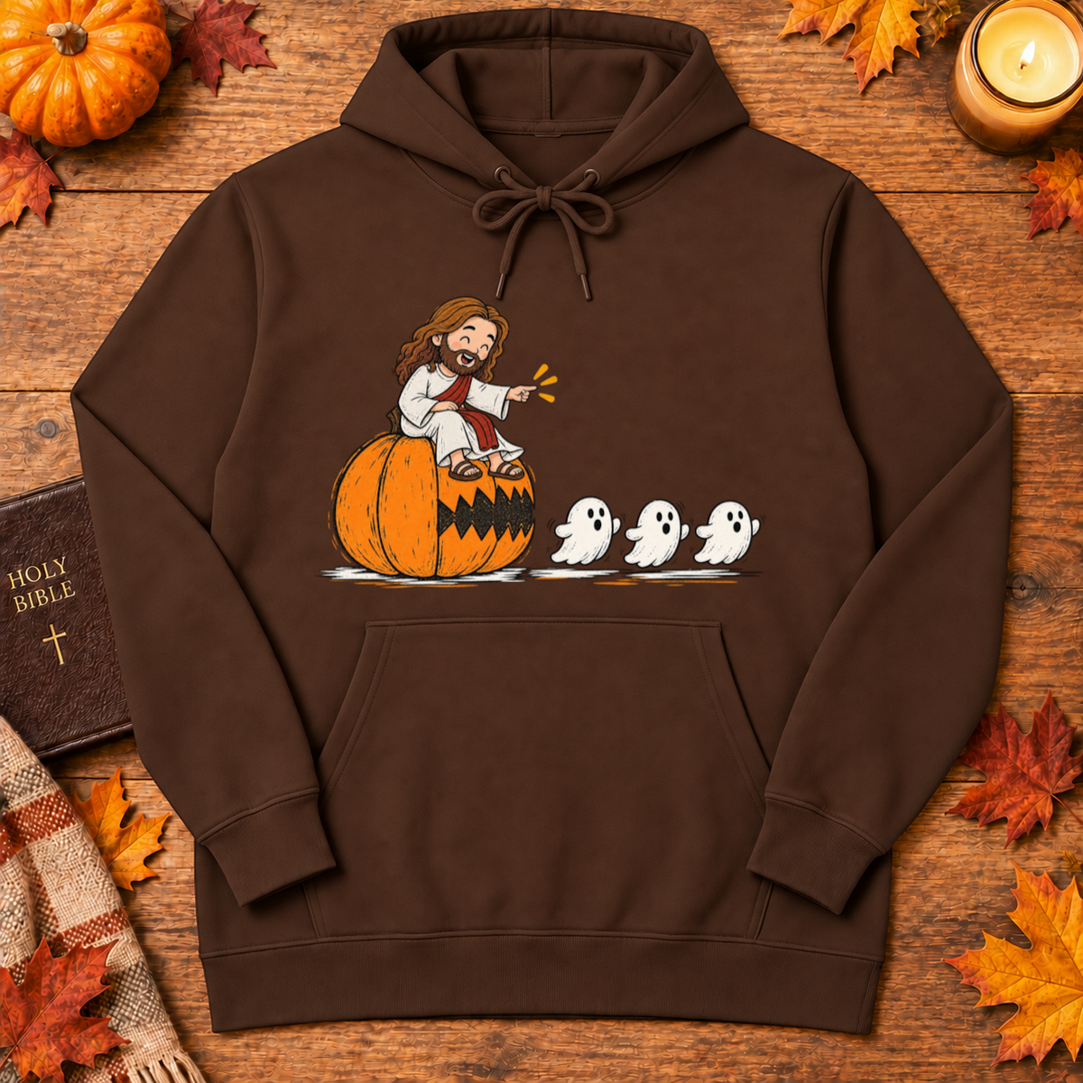 Cute Jesus Pac-Man Pumpkin Eating Ghosts Halloween Christian - Unisex Tshirt/Hoodie/Sweatshirt