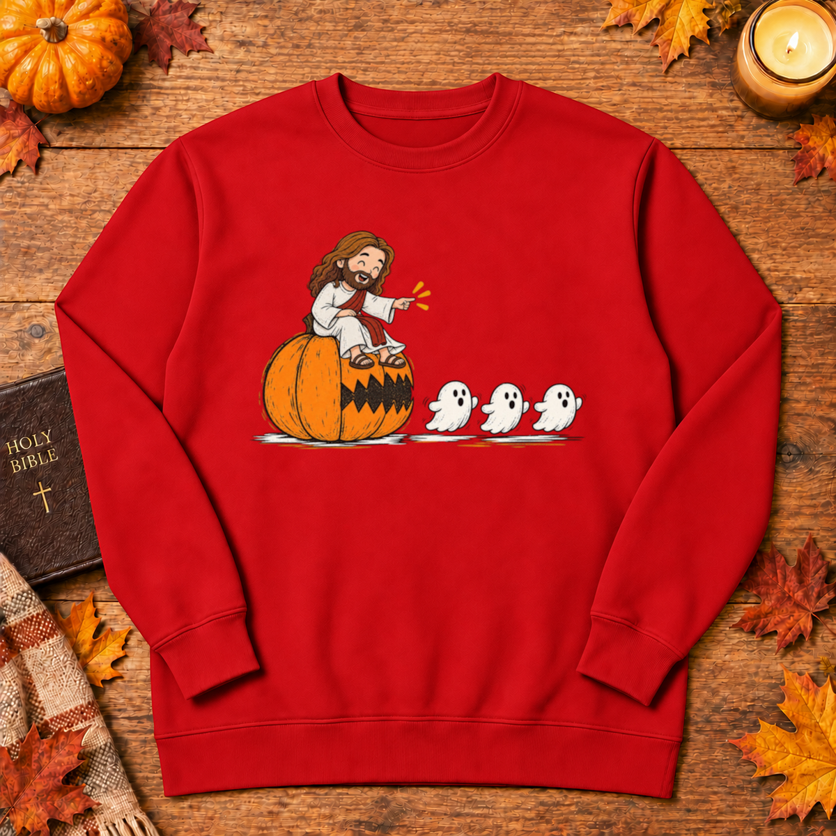Cute Jesus Pac-Man Pumpkin Eating Ghosts Halloween Christian - Unisex Tshirt/Hoodie/Sweatshirt
