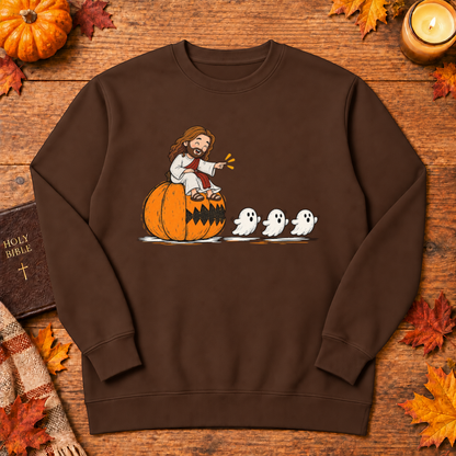 Cute Jesus Pac-Man Pumpkin Eating Ghosts Halloween Christian - Unisex Tshirt/Hoodie/Sweatshirt