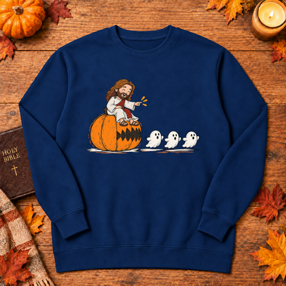Cute Jesus Pac-Man Pumpkin Eating Ghosts Halloween Christian - Unisex Tshirt/Hoodie/Sweatshirt