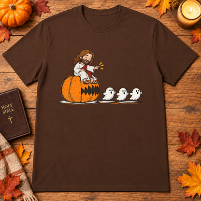 Cute Jesus Pac-Man Pumpkin Eating Ghosts Halloween Christian - Unisex Tshirt/Hoodie/Sweatshirt